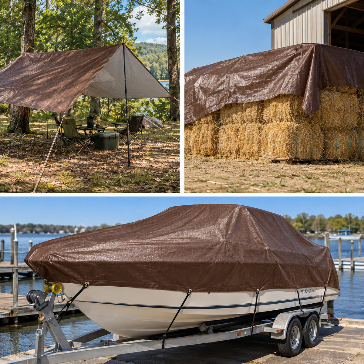20 Mil Brown and White Ultra Heavy Duty Poly Tarp for Demanding Outdoor Use