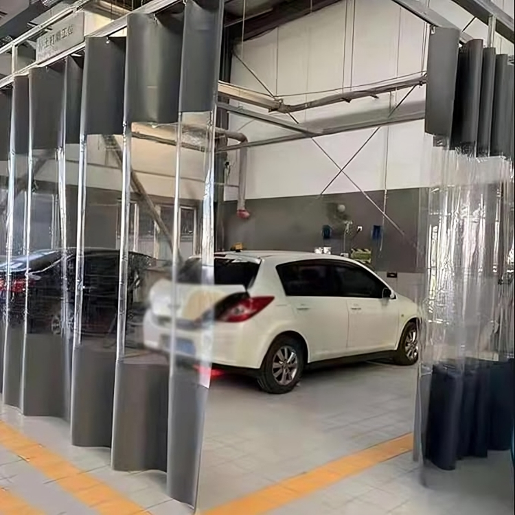 Clear PVC Outdoor Curtain with Grey Borders – 0.6mm Thick Windproof and Waterproof Curtain for Patios