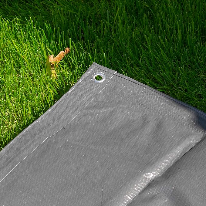 200gsm Grey Polyethylene Tarpaulin – Heavy Duty Waterproof Cover with Reinforced Corners for Outdoor Use
