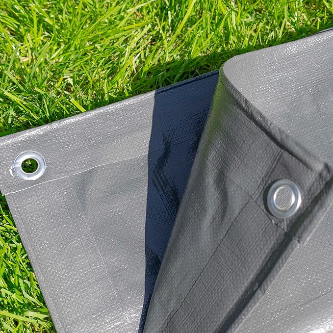 200gsm Grey Polyethylene Tarpaulin – Heavy Duty Waterproof Cover with Reinforced Corners for Outdoor Use
