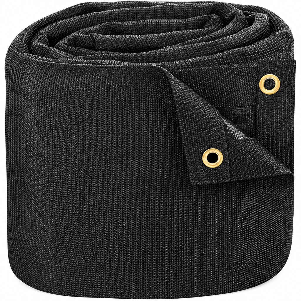 Black Mesh Truck Tarp for Shade, Airflow and Outdoor Coverage