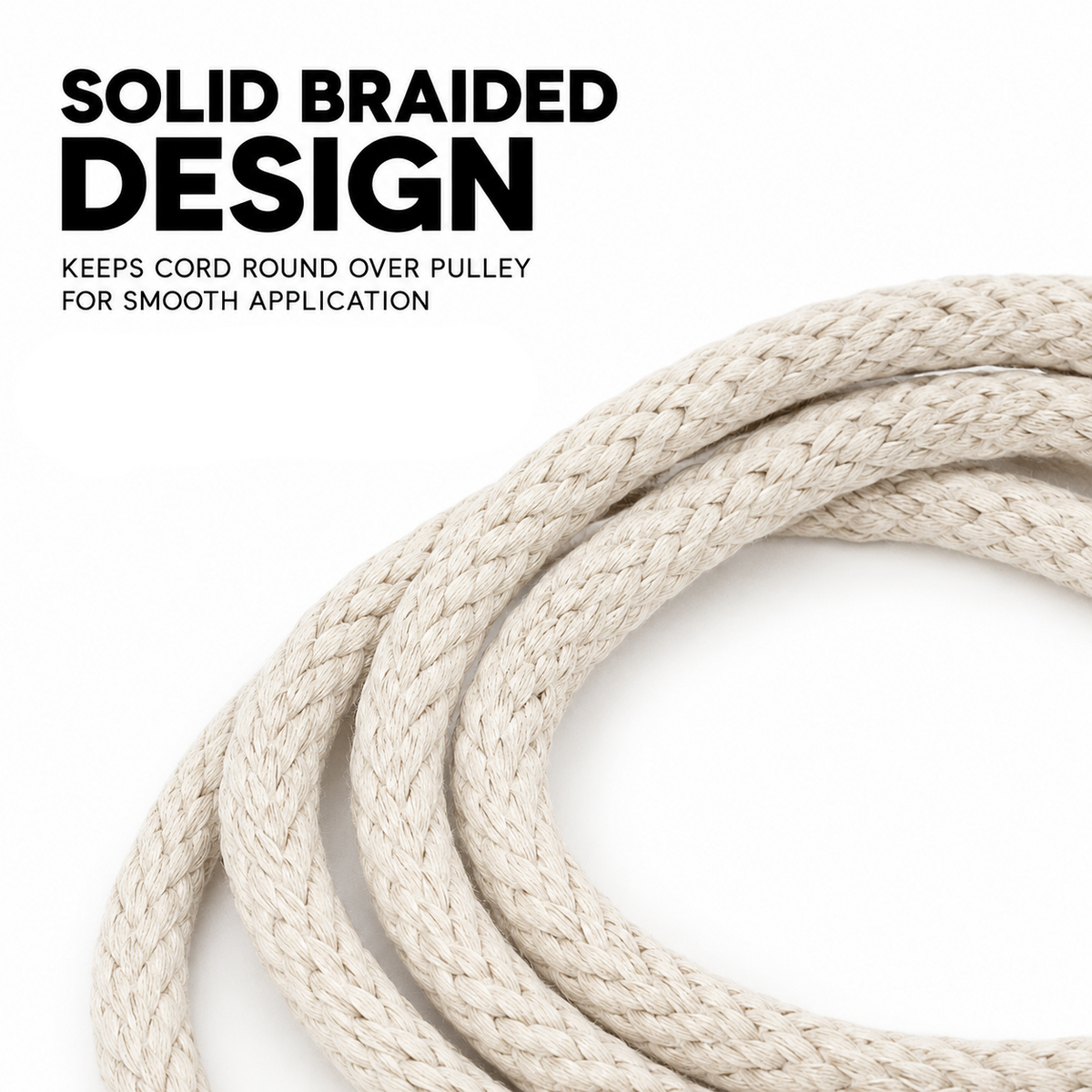 Braided Cotton Sash Cord Rope with Reinforced Nylon Core