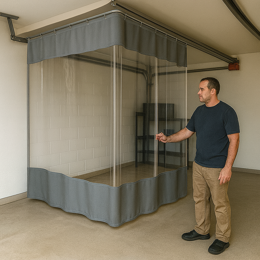Clear PVC Outdoor Curtain with Grey Borders – 0.6mm Thick Windproof and Waterproof Curtain for Patios
