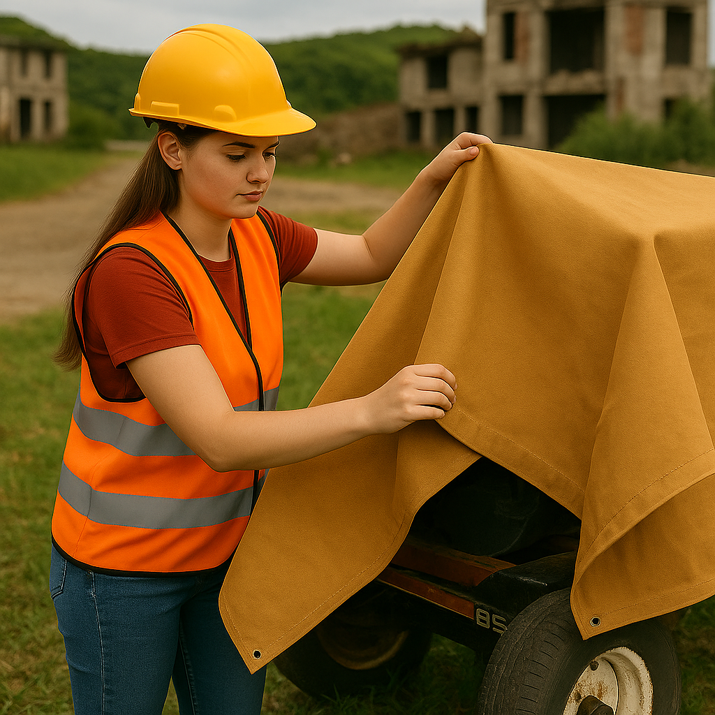 Natural Cotton Canvas Tarpaulin 18oz – Heavy Duty, Water-Resistant Cover for Industrial & Outdoor Use