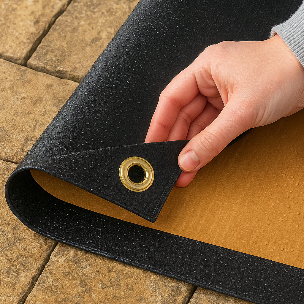 Black and Gold Heavy Duty Tarpaulin 270GSM – Waterproof PE Sheet for Camping, DIY & Outdoor Protection