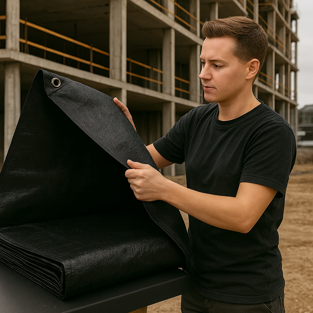 200gsm Black Polyethylene Tarpaulin – UV Blocking Cover for Industrial Storage, Outdoor Equipment & Construction