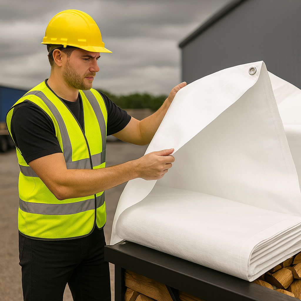 200gsm White Polyethylene Tarpaulin – Light Permitting Cover for Market Stalls, Work Zones & Outdoor Shelters