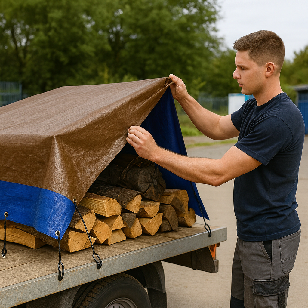 185gsm Brown & Blue Polyethylene Tarpaulin – Waterproof Heavy Duty Cover for Roofing, Camping & Outdoor Use