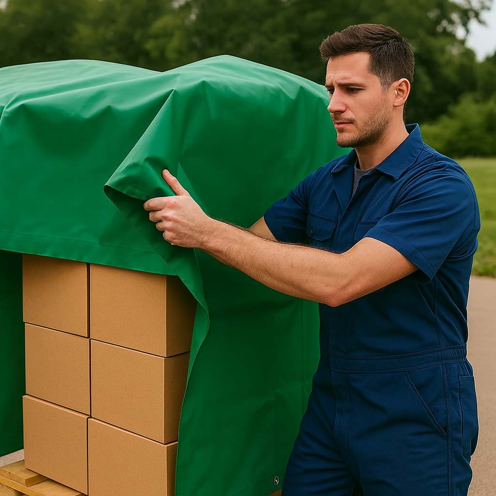 Heavy Duty PVC Tarpaulin 570gsm - Forest Green & Blue - Waterproof Cover for Outdoor Protection