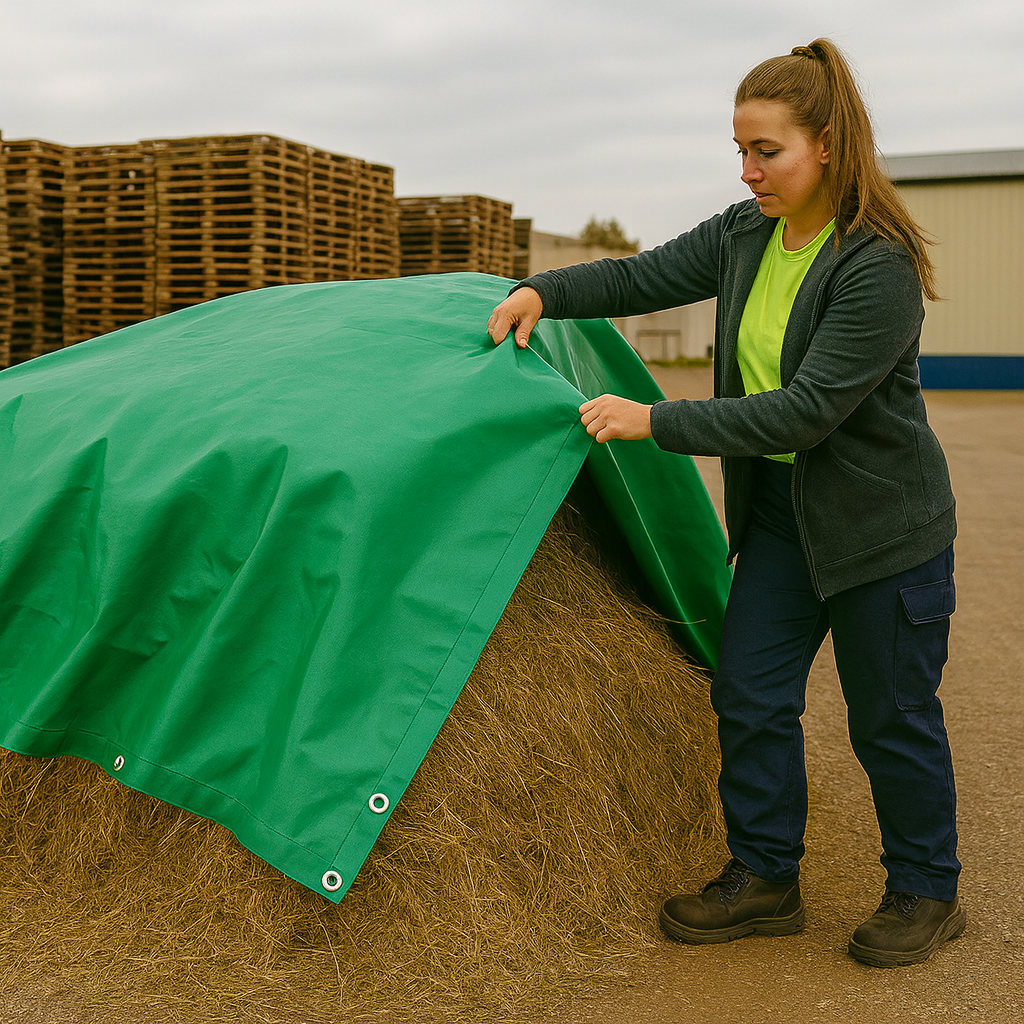 Heavy Duty PVC Tarpaulin 570gsm - Forest Green & Blue - Waterproof Cover for Outdoor Protection