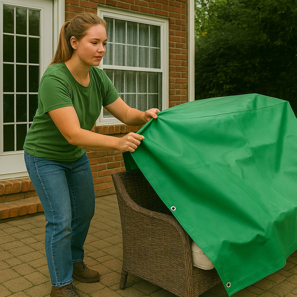 Heavy Duty PVC Tarpaulin 570gsm - Forest Green & Blue - Waterproof Cover for Outdoor Protection