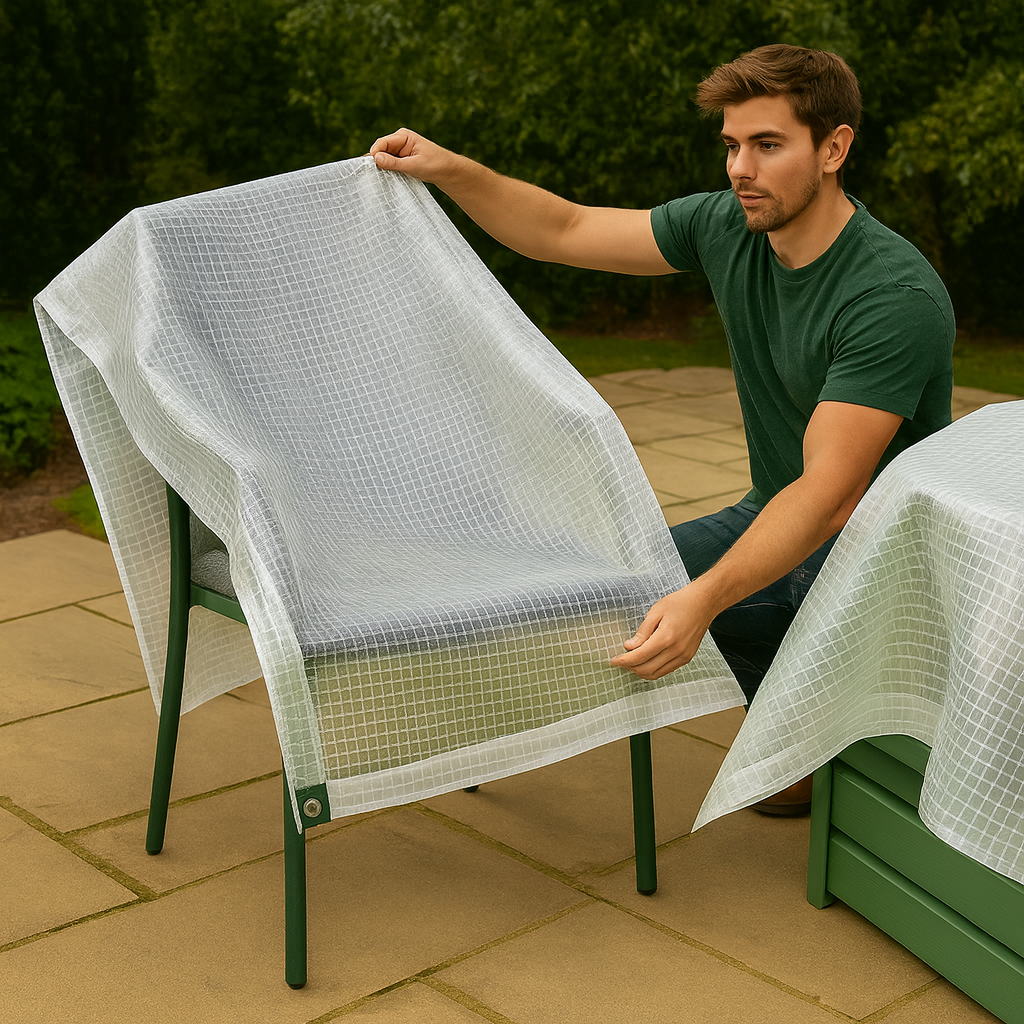170gsm Mono Tarpaulin Cover with Reinforced Eyelets and 3x3 Grid Core for Outdoor, Garden and Roofing Use