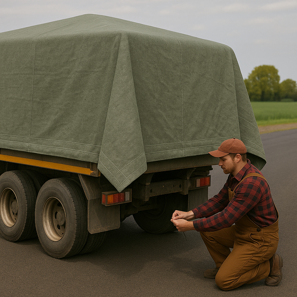 Double Stitched Jute Tarmac Cover – Heat Retaining Ground Sheet with Eyelets for Construction and Industrial Use