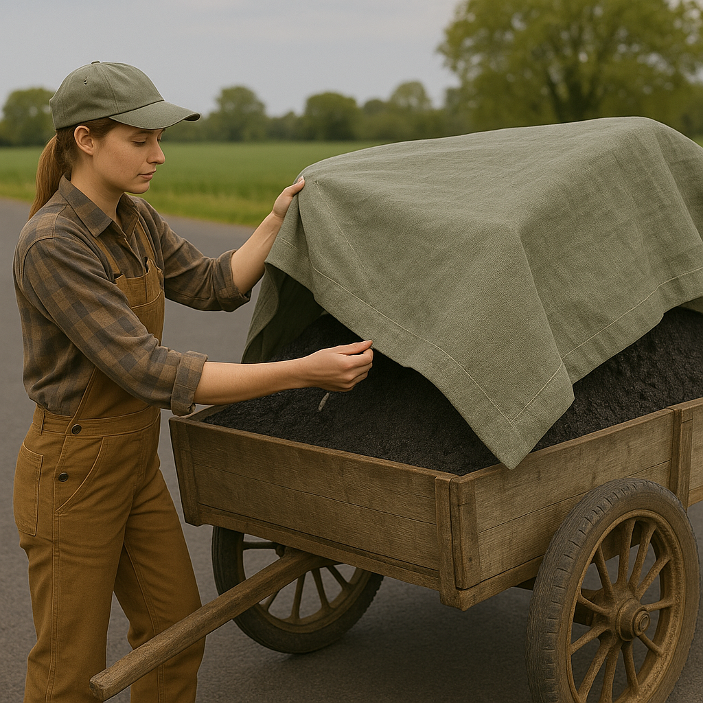 Double Stitched Jute Tarmac Cover – Heat Retaining Ground Sheet with Eyelets for Construction and Industrial Use