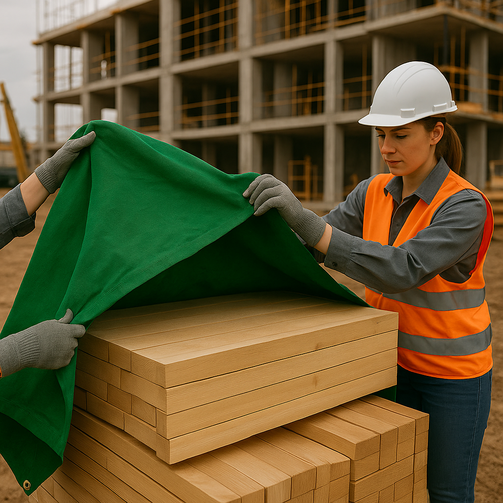 Green 14oz Cotton Canvas Tarpaulin – Breathable Heavy-Duty Cover for Machinery, Transport and Outdoor Use