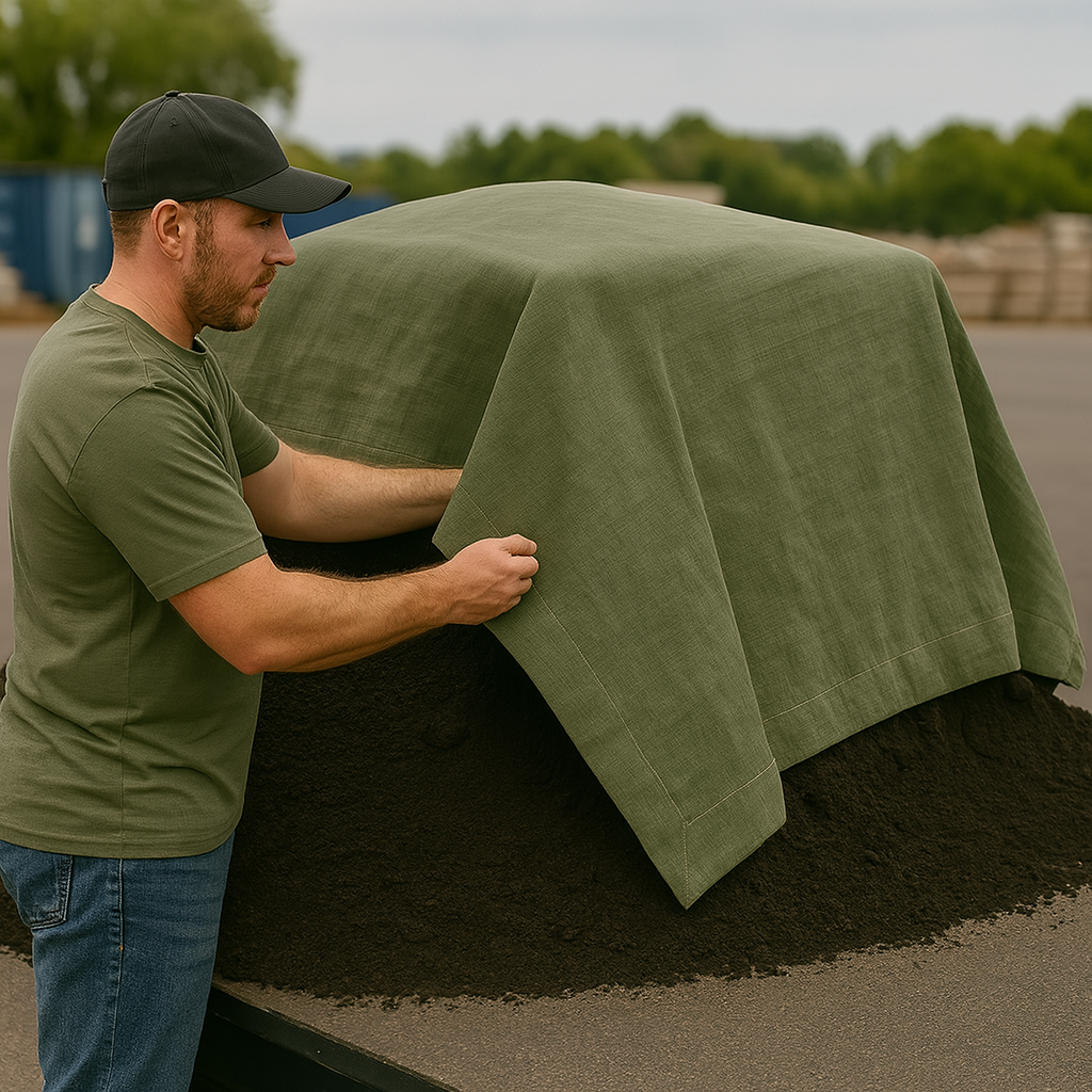 Double Stitched Jute Tarmac Cover – Heat Retaining Ground Sheet with Eyelets for Construction and Industrial Use