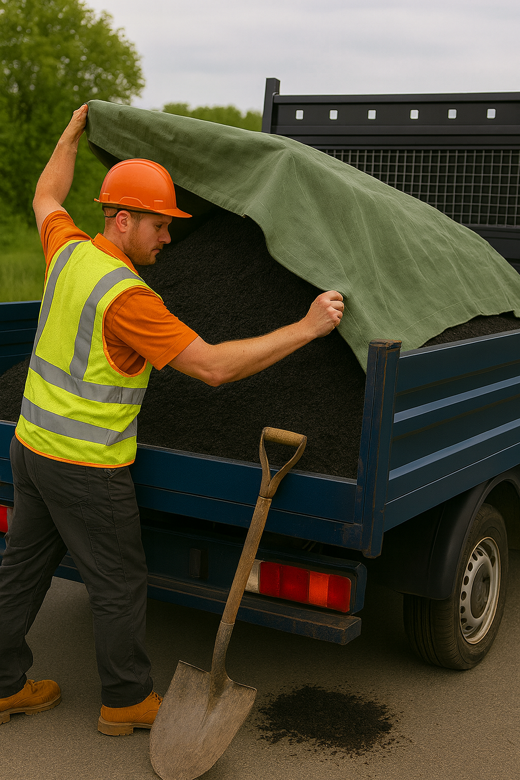 Double Stitched Jute Tarmac Cover – Heat Retaining Ground Sheet with Eyelets for Construction and Industrial Use
