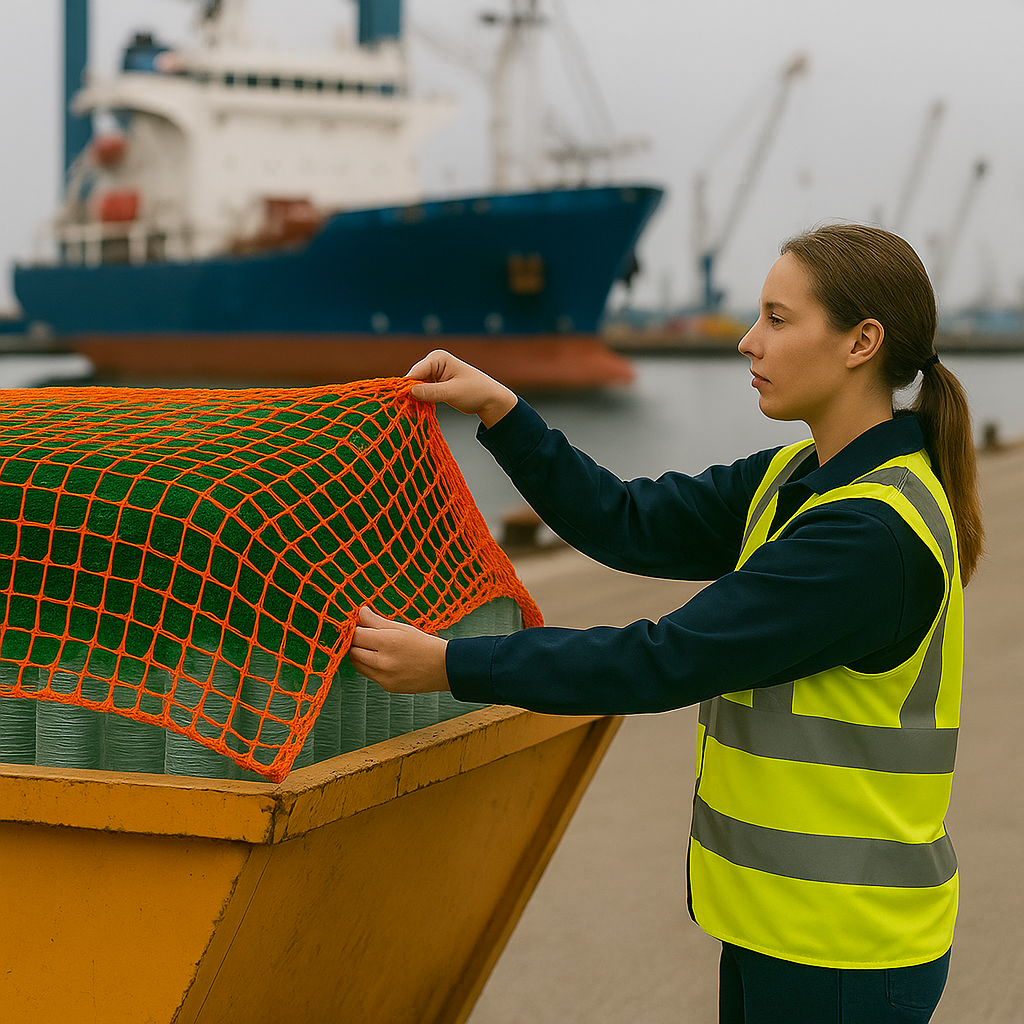 High-Visibility Orange Skip Netting – Heavy Duty Mesh for Skips, Trailers & Yard Loads