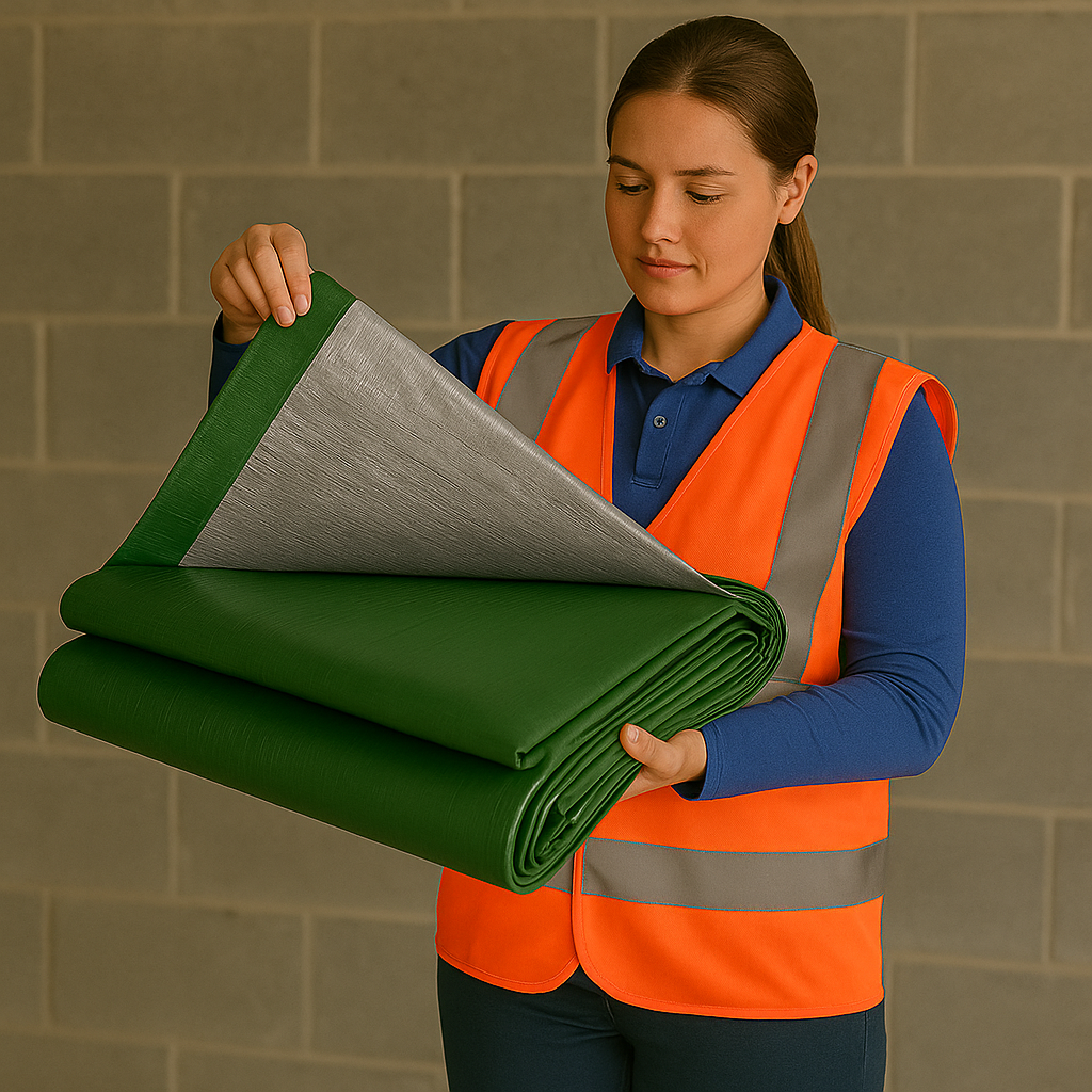 270gsm Green/Silver Waterproof Tarpaulin – Reinforced Corners & Brass Eyelets for Camping, Garden & Outdoor Use