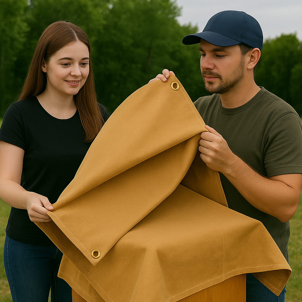 Natural Cotton Canvas Tarpaulin 18oz – Heavy Duty, Water-Resistant Cover for Industrial & Outdoor Use