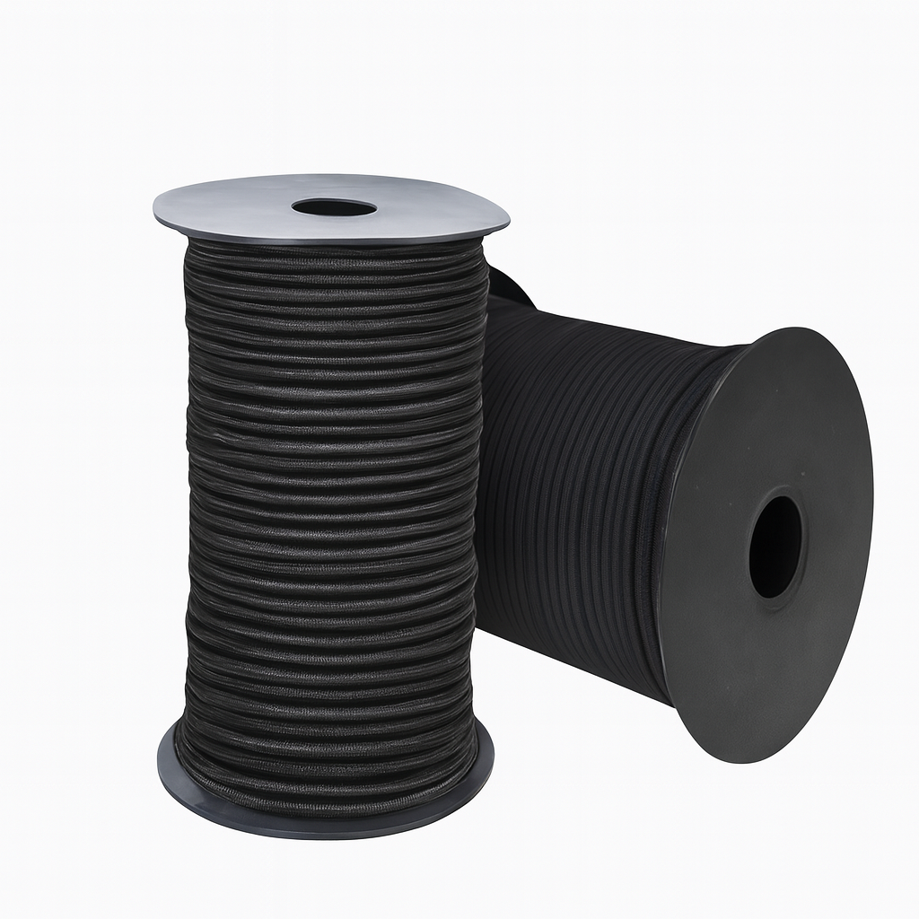 Black UV Resistant Bungee Cord Reel 20m – High Tension Shock Cord for Tarpaulin, Trailers & Outdoor Use