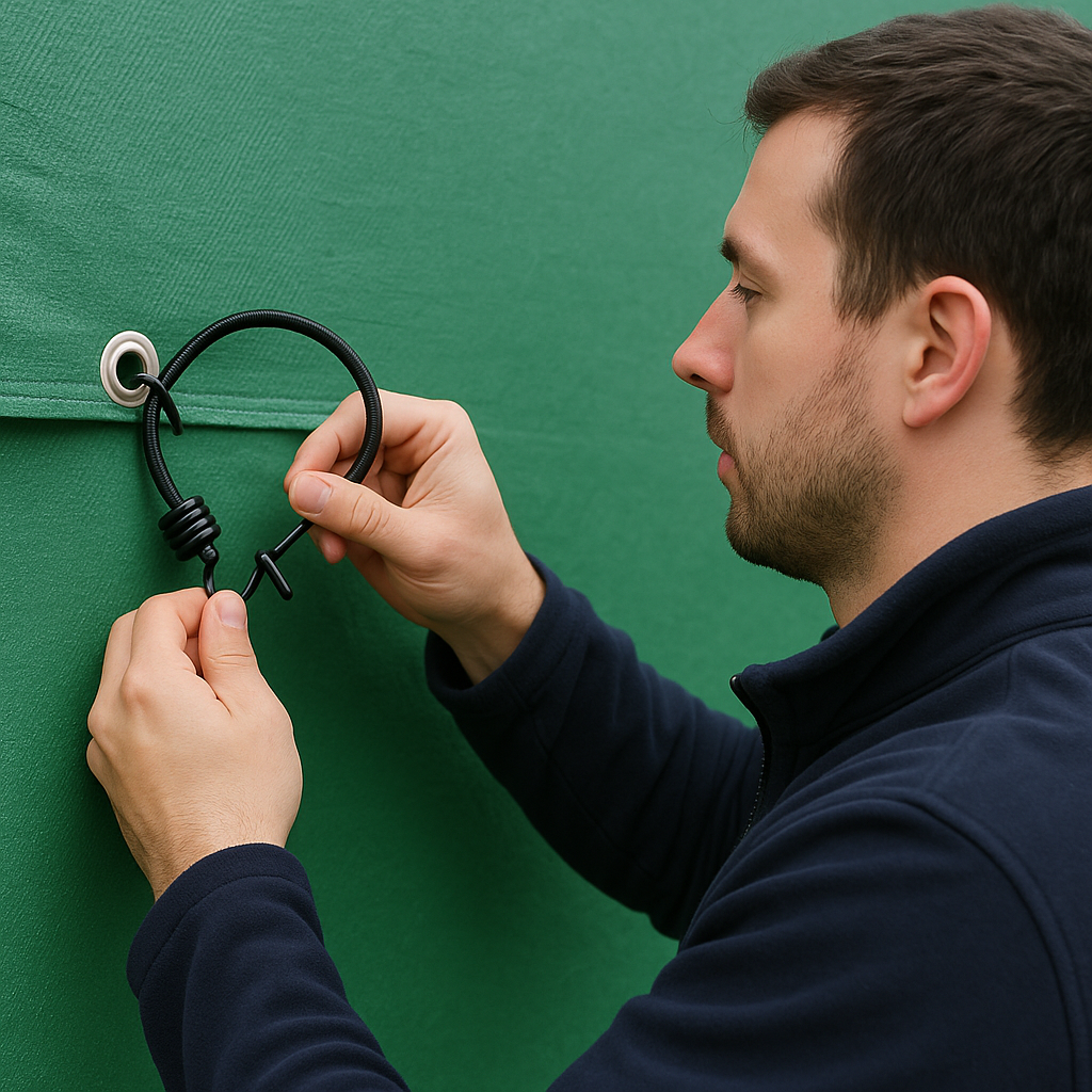 Black 8mm Bungee Cord with Dual Metal Hooks – UV Resistant Shock Cord for Tarps & Outdoor Securing