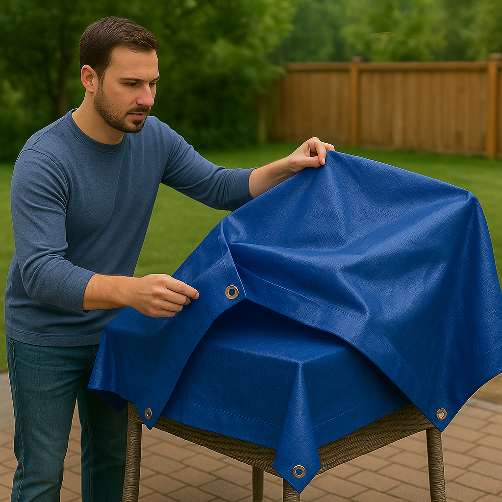 265GSM Heavy Duty Tarp – Blue Waterproof Polyethylene Cover for Industrial and Home Use