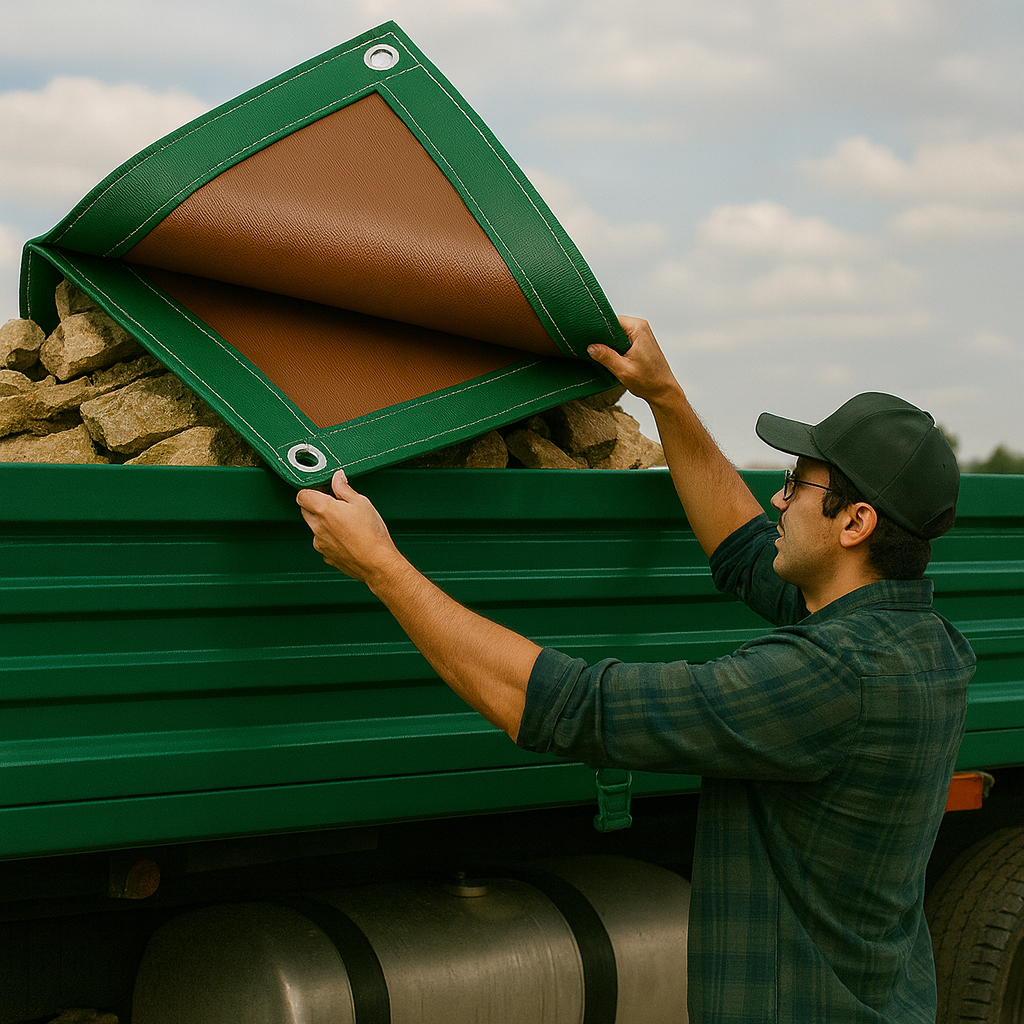 250gsm Green/Brown Waterproof Tarpaulin – Heavy Duty Outdoor Sheet for Gardens, Construction & Storage