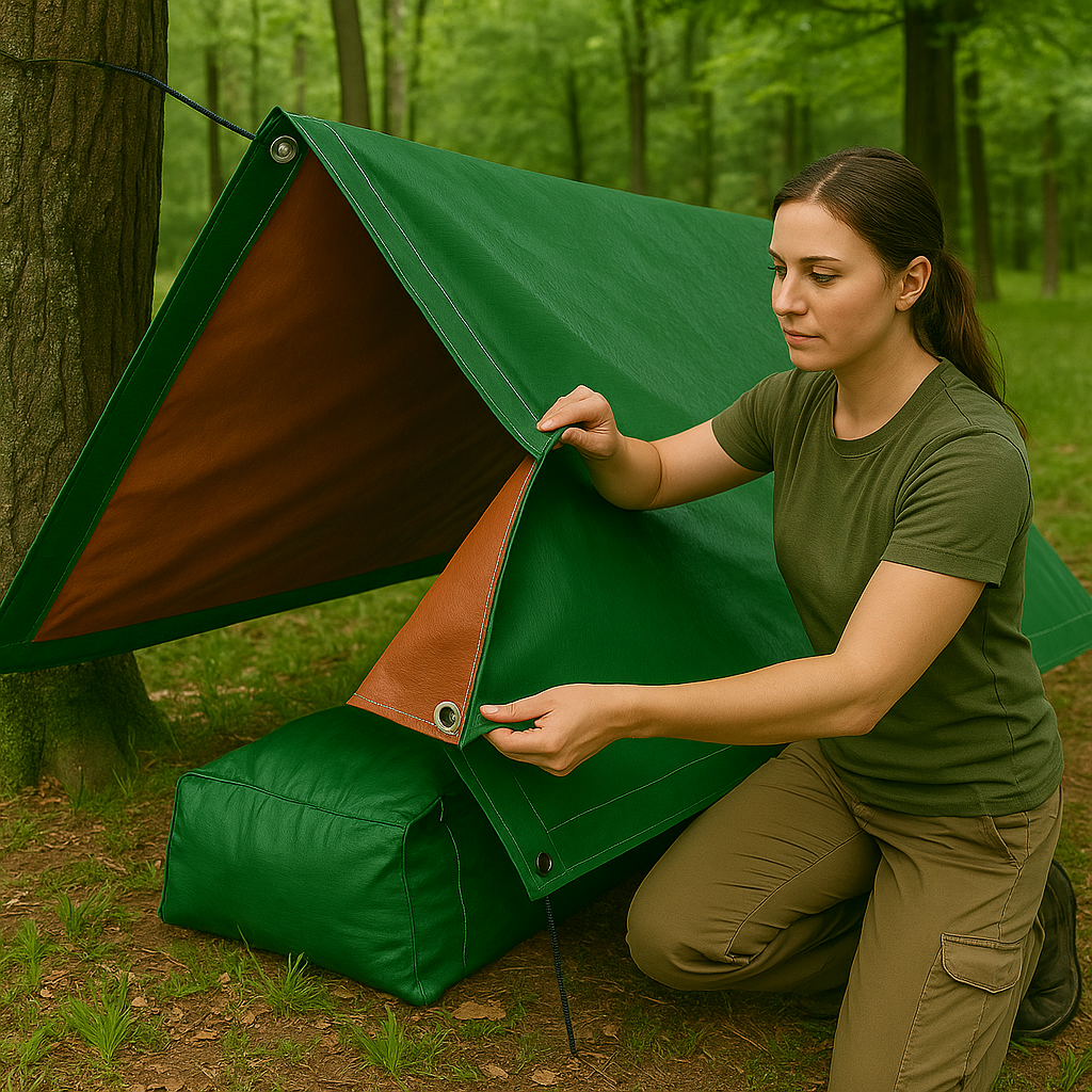 250gsm Green/Brown Waterproof Tarpaulin – Heavy Duty Outdoor Sheet for Gardens, Construction & Storage