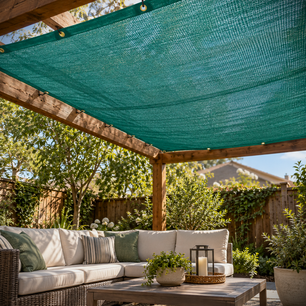 Green Mesh Tarp for Trucks, Shade and Outdoor Use