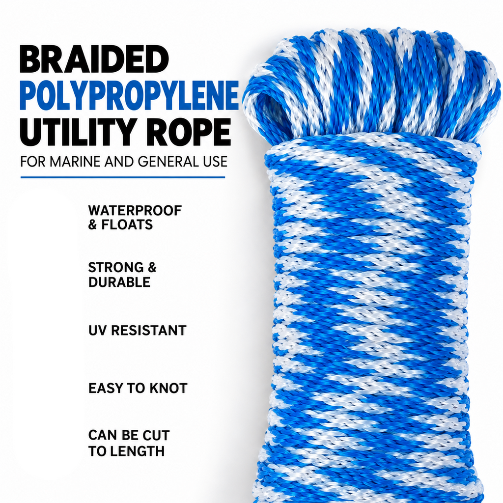 Braided Polypropylene Utility Rope for Marine and General Use