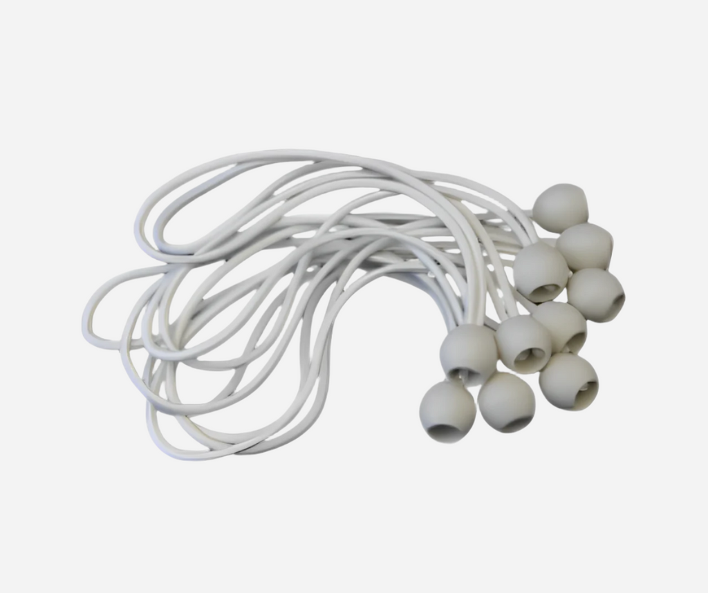 White Ball Bungees 30cm – Heavy Duty 25mm Fasteners for Tarpaulins, Camping & Industrial Use